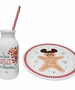 Budget ???? Disney Plate And Bottle Set - Mickey Milk And Cookies For Santa ????